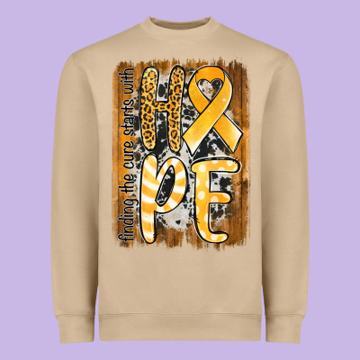 Finding The Cure Starts With Hope Childhood Cancer Awareness  With Bac Heavyweight Sweatshirt Designed By Jasminsmagicworld