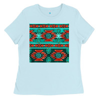 Baby Blue native american aztec seamless pattern 4 Ladies Tee - BundleAndBundleShop