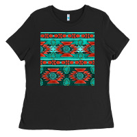 Black native american aztec seamless pattern 4 Ladies Tee - BundleAndBundleShop
