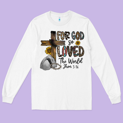 For God So Loved The World Jhon Long Sleeve Tee Designed By Cowhidedigitalart