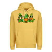 Antique Gold st patricks day gnomes with western hearts and shamrocks Premium Hoodie - Artiststas