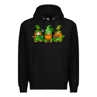 Black st patricks day gnomes with western hearts and shamrocks Premium Hoodie - Artiststas