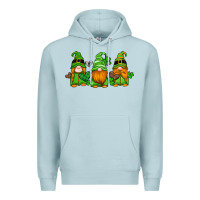 Blue Mist st patricks day gnomes with western hearts and shamrocks Premium Hoodie - Artiststas