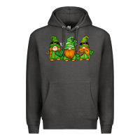 Charcoal Heather st patricks day gnomes with western hearts and shamrocks Premium Hoodie - Artiststas