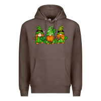 Coffee st patricks day gnomes with western hearts and shamrocks Premium Hoodie - Artiststas