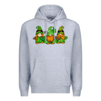 Heather Grey st patricks day gnomes with western hearts and shamrocks Premium Hoodie - Artiststas