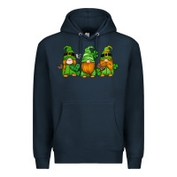 Navy st patricks day gnomes with western hearts and shamrocks Premium Hoodie - Artiststas