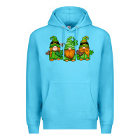 Ocean Blue st patricks day gnomes with western hearts and shamrocks Premium Hoodie - Artiststas