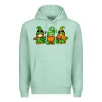 Seafoam st patricks day gnomes with western hearts and shamrocks Premium Hoodie - Artiststas