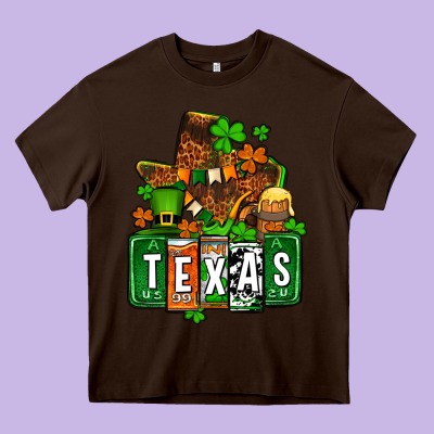 St. Patrick's Texas Map Heavy Core Tee Designed By Oliviacreatesart