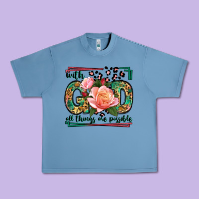 With God All Things Are Possible Leopard Frame Urban Heavy Tee Designed By Lillyallendesigns