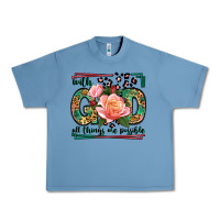 Pebble Blue With god all things are possible leopard frame Urban Heavy Tee - LillyAllenDesigns