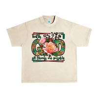 Sandshell With god all things are possible leopard frame Urban Heavy Tee - LillyAllenDesigns