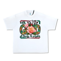 White With god all things are possible leopard frame Urban Heavy Tee - LillyAllenDesigns