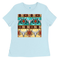 Baby Blue native american aztec seamless pattern 3 Ladies Tee - BundleAndBundleShop