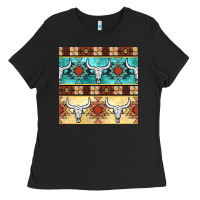 Black native american aztec seamless pattern 3 Ladies Tee - BundleAndBundleShop