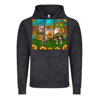 Vintage Black Western Charolais Bull With Sunflowers Vintage Hoodie - LillyAllenDesigns