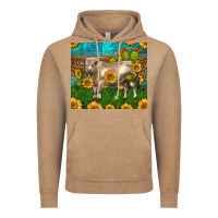 Vintage Coffee Western Charolais Bull With Sunflowers Vintage Hoodie - LillyAllenDesigns