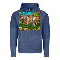 Vintage Denim Western Charolais Bull With Sunflowers Vintage Hoodie - LillyAllenDesigns