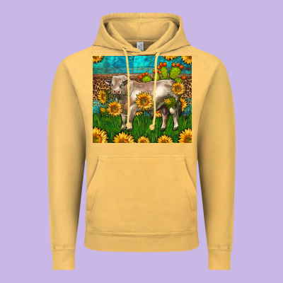 Western Charolais Bull With Sunflowers Vintage Hoodie Designed By Lillyallendesigns