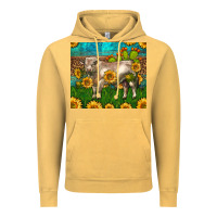 Vintage Mustard Western Charolais Bull With Sunflowers Vintage Hoodie - LillyAllenDesigns