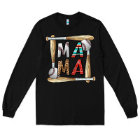 Black baseball mama Long Sleeve Tee - CowhideDigitalArt