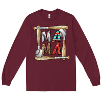 Burgundy baseball mama Long Sleeve Tee - CowhideDigitalArt
