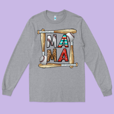 Baseball Mama Long Sleeve Tee Designed By Cowhidedigitalart