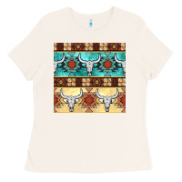 Bone native american aztec seamless pattern 3 Ladies Tee - BundleAndBundleShop