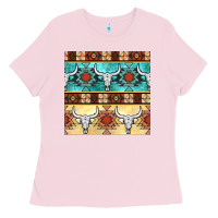 Bubblegum Pink native american aztec seamless pattern 3 Ladies Tee - BundleAndBundleShop