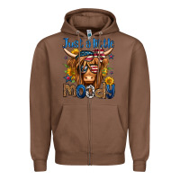 Chestnut just a little moody 4th of july long haired cow Zipper Hoodie - Jasminsmagicworld