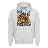 Dove Grey just a little moody 4th of july long haired cow Zipper Hoodie - Jasminsmagicworld