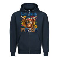 Navy just a little moody 4th of july long haired cow Zipper Hoodie - Jasminsmagicworld