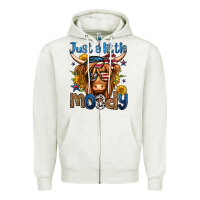 Oatmeal Heather just a little moody 4th of july long haired cow Zipper Hoodie - Jasminsmagicworld