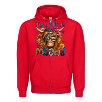 Red just a little moody 4th of july long haired cow Zipper Hoodie - Jasminsmagicworld
