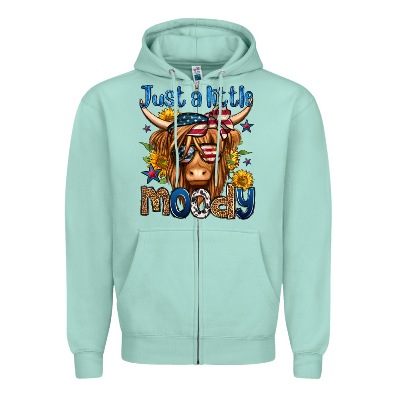 Just A Little Moody 4th Of July Long Haired Cow Zipper Hoodie by Jasminsmagicworld | Teevron