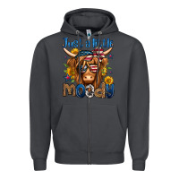 Smoke just a little moody 4th of july long haired cow Zipper Hoodie - Jasminsmagicworld