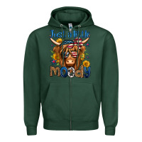 Sports Green just a little moody 4th of july long haired cow Zipper Hoodie - Jasminsmagicworld