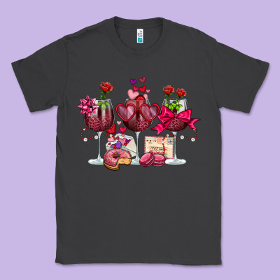 Valentine's Day Wine Glasses Classic Tee Designed By Oliviacreatesart