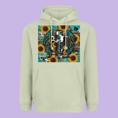 Western Blessed Sunflower's Heavyweight Hoodie Designed By Ranaportraitstore
