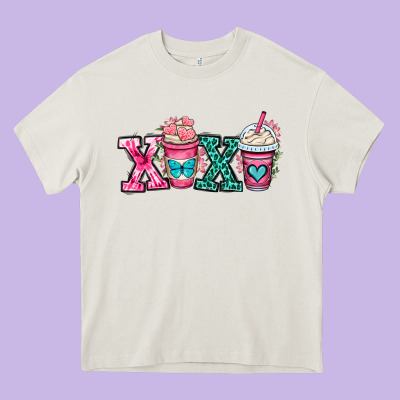 Xoxo Coffee Cups Heavy Core Tee Designed By Oliviacreatesart