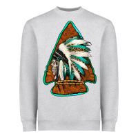 Heather Grey indian headdress arrowhead Heavyweight Sweatshirt - Jasminsmagicworld