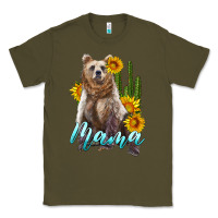 Army Green mama bear with sunflowers and cactus Classic Tee - Artiststas