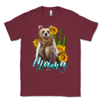 Burgundy mama bear with sunflowers and cactus Classic Tee - Artiststas