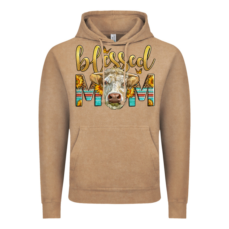 Western Blessed Mom Charolais Bull Vintage Hoodie by LillyAllenDesigns | Teevron