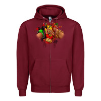 Burgundy Juneteenth sneaker and heel afro woman Zipper Hoodie - RanaPortraitStore