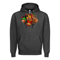 Charcoal Heather Juneteenth sneaker and heel afro woman Zipper Hoodie - RanaPortraitStore