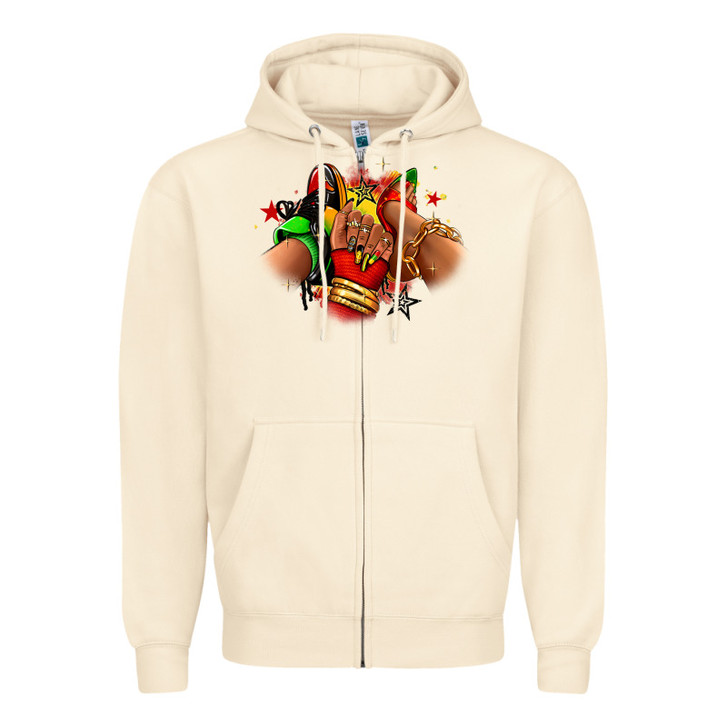 Juneteenth Sneaker And Heel Afro Woman Zipper Hoodie by RanaPortraitStore | Teevron