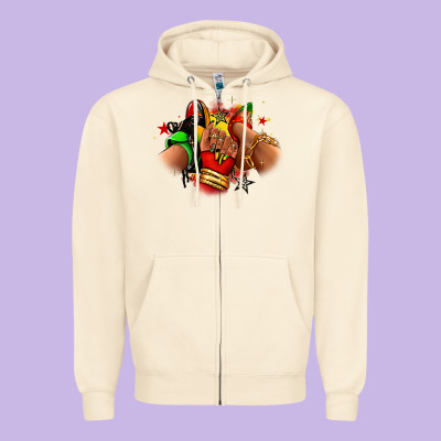 Juneteenth Sneaker And Heel Afro Woman Zipper Hoodie Designed By Ranaportraitstore