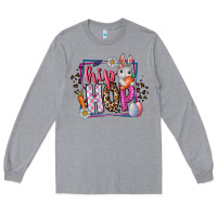 Heather Grey hip hop Long Sleeve Tee - CowhideDigitalArt
